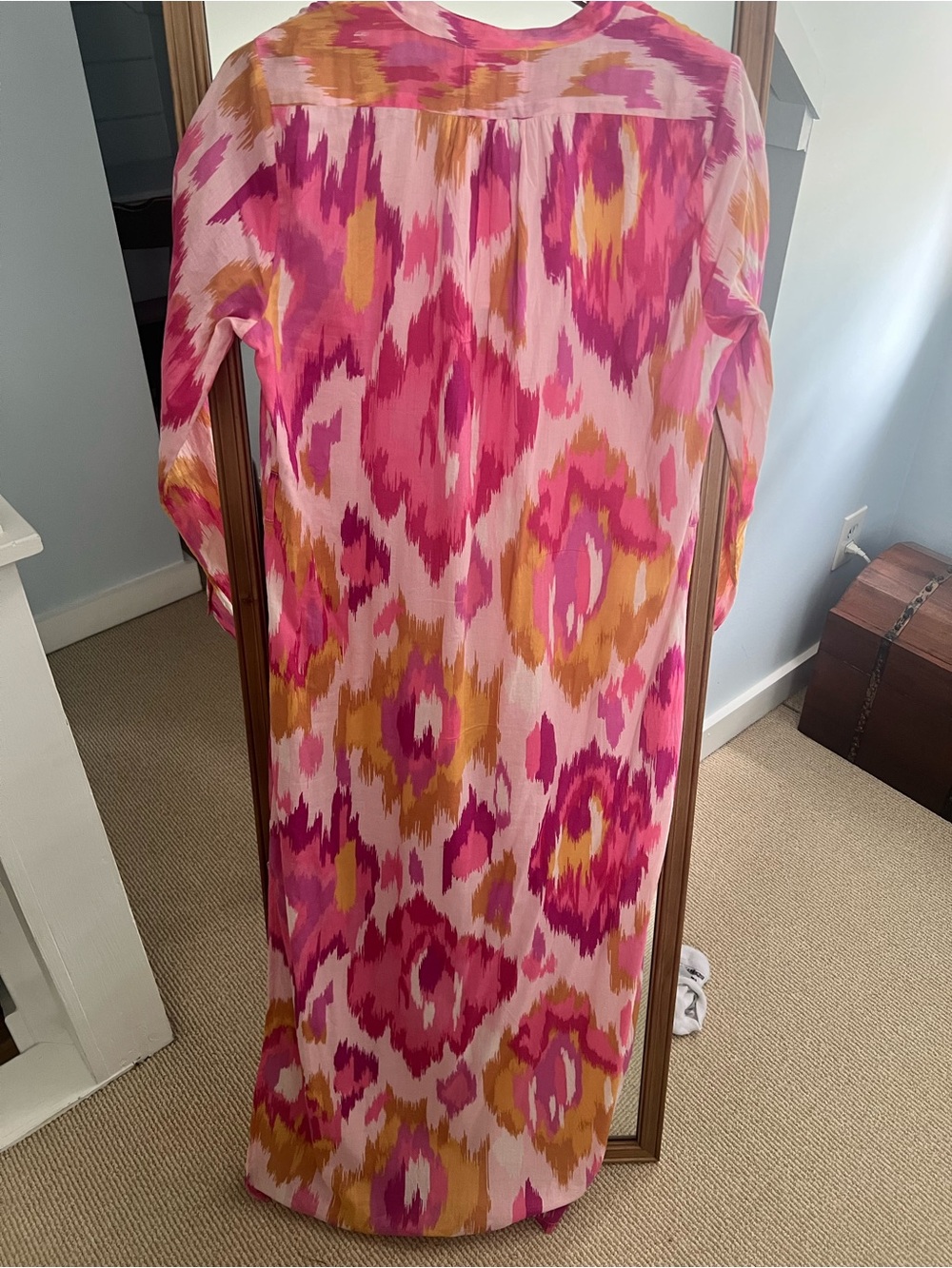 Banjanan Pink and Gold Ikat Button-Front Maxi Dress - Picture 7 of 8